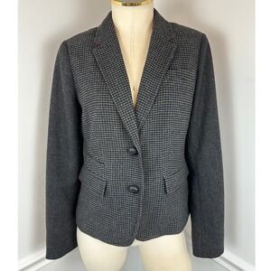BANANA REPUBLIC Black & Grey Houndstooth Blazer Elbow Patches Academic NWT 6